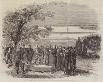 Entierro de uno de los bomberos Zouaves de Nueva York en las orillas del Potomac, Virginia de Frederick John Skill